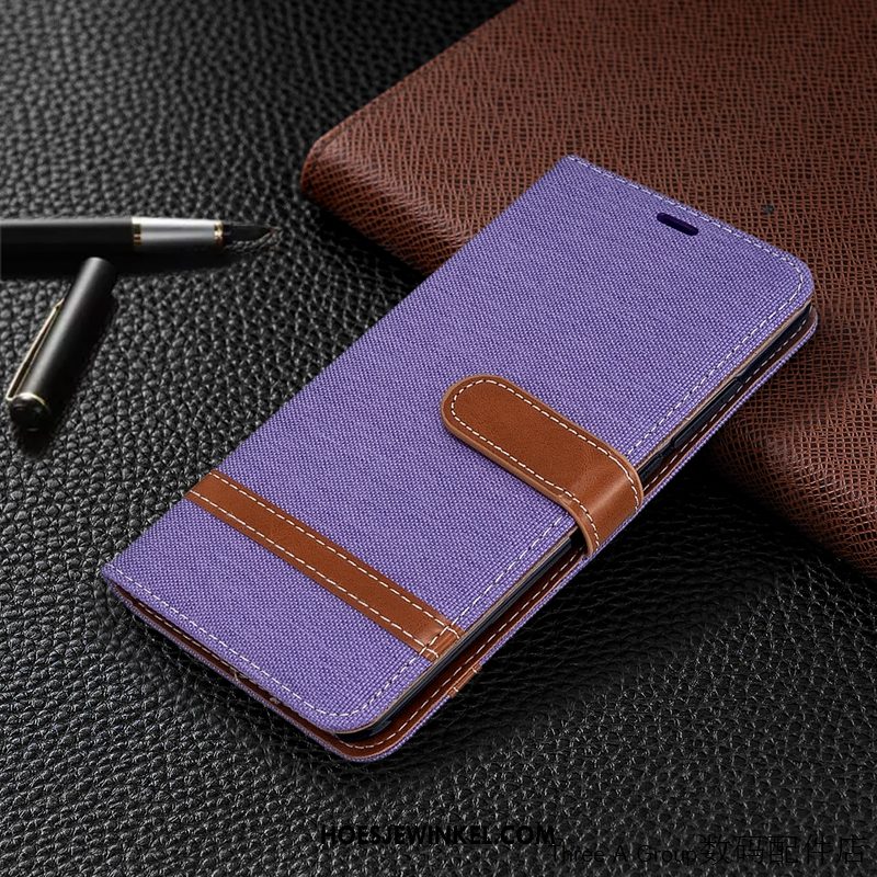 Xiaomi Mi Note 10 Hoesje Kaart Bedrijf Purper, Xiaomi Mi Note 10 Hoesje Patroon Bescherming Beige