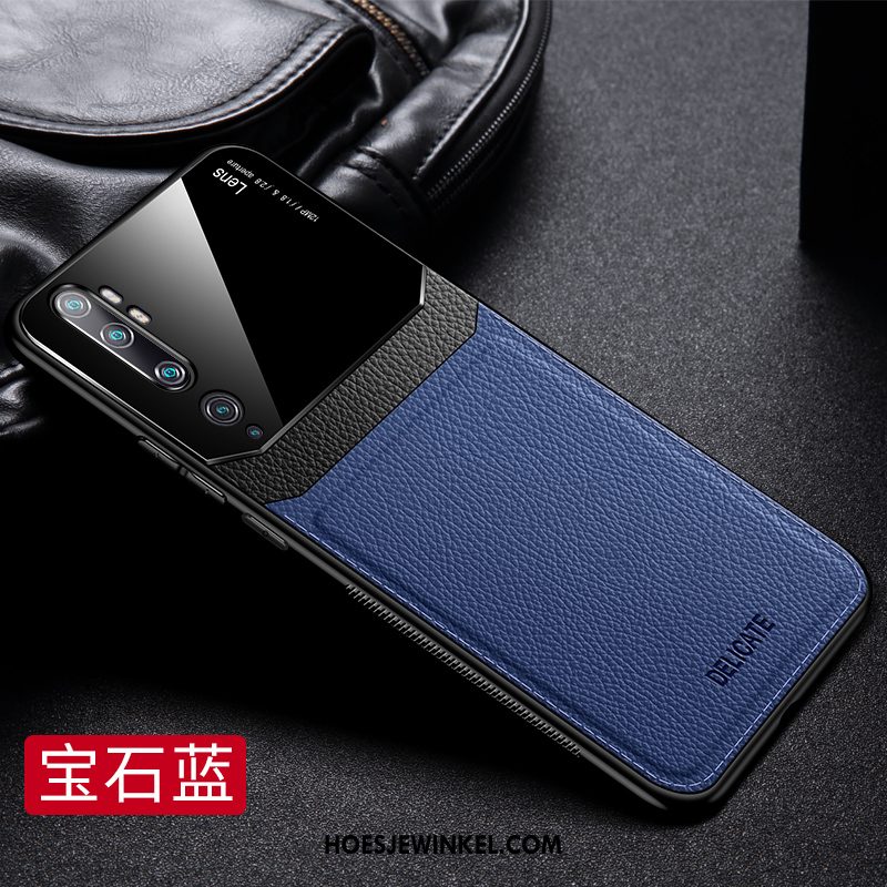 Xiaomi Mi Note 10 Hoesje Leer Patroon Hoes, Xiaomi Mi Note 10 Hoesje Mobiele Telefoon Blauw Beige