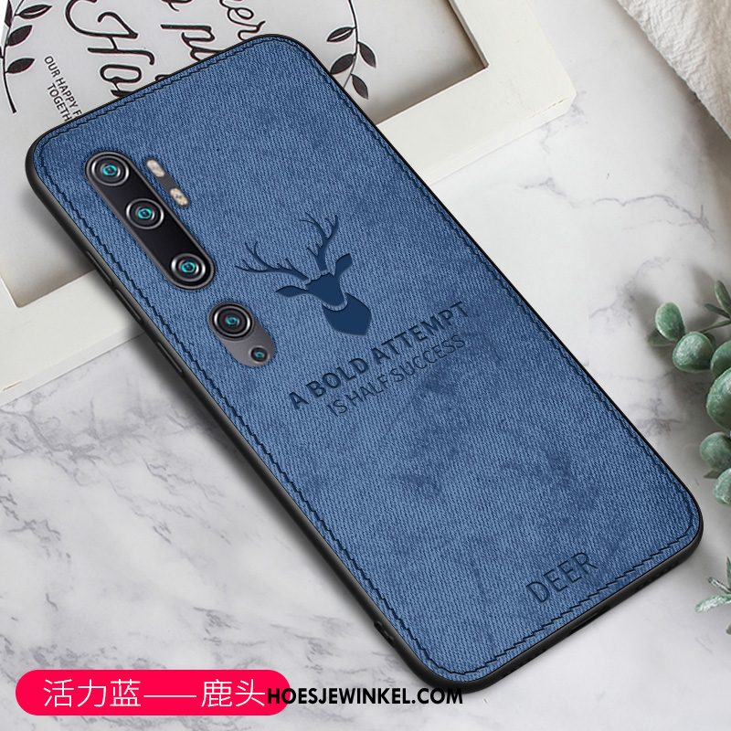 Xiaomi Mi Note 10 Hoesje Mode Schrobben Doek, Xiaomi Mi Note 10 Hoesje Persoonlijk Blauw Beige