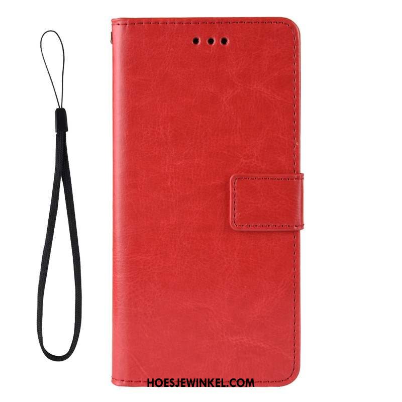 Xiaomi Mi Note 10 Lite Hoesje Effen Kleur Mini Rood, Xiaomi Mi Note 10 Lite Hoesje Folio Hanger Beige