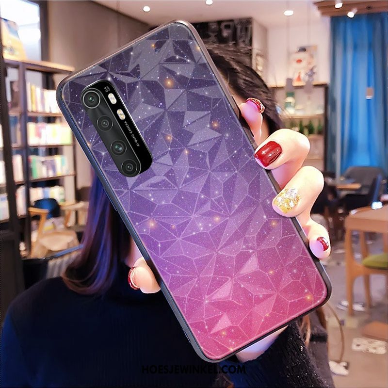 Xiaomi Mi Note 10 Lite Hoesje Patroon Mini Purper, Xiaomi Mi Note 10 Lite Hoesje Hoes Mobiele Telefoon Beige