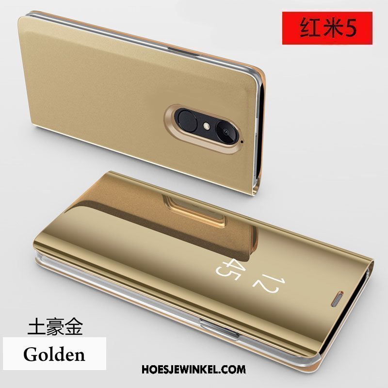 Xiaomi Redmi 5 Hoesje Goud Clamshell Mobiele Telefoon, Xiaomi Redmi 5 Hoesje All Inclusive Rood Beige