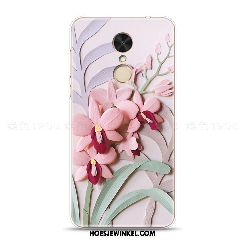 Xiaomi Redmi 5 Hoesje Zacht Driedimensionaal Mobiele Telefoon, Xiaomi Redmi 5 Hoesje Vintage Bloemen Beige