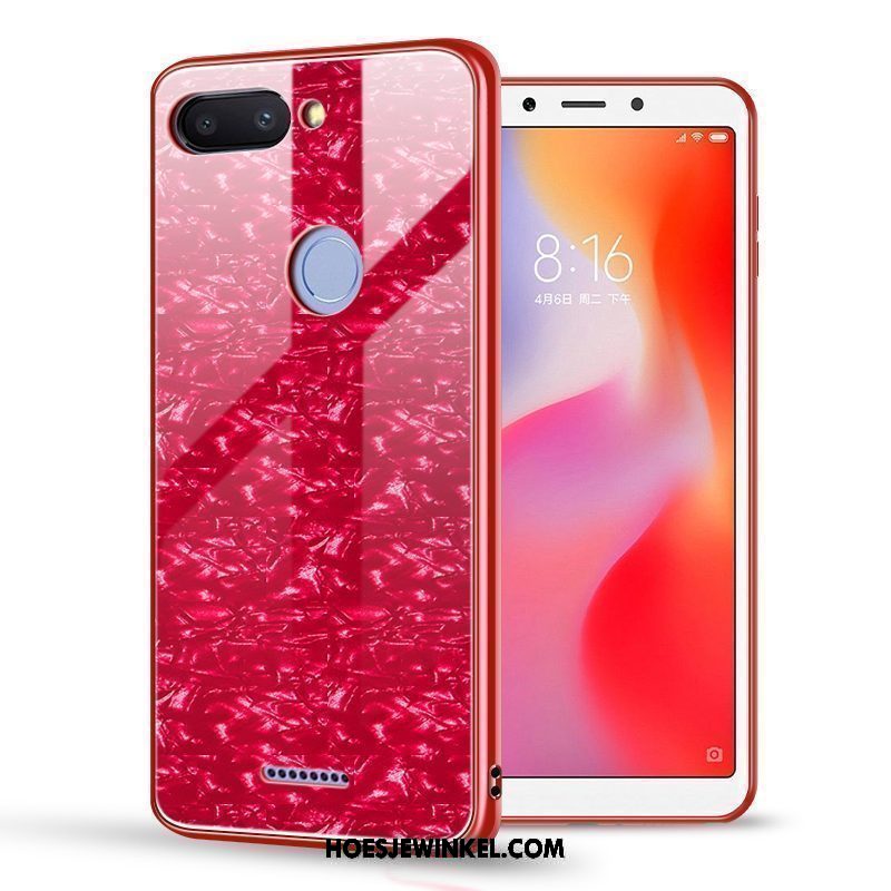 Xiaomi Redmi 6 Hoesje Glas Omlijsting Trend, Xiaomi Redmi 6 Hoesje Mobiele Telefoon Nieuw Beige