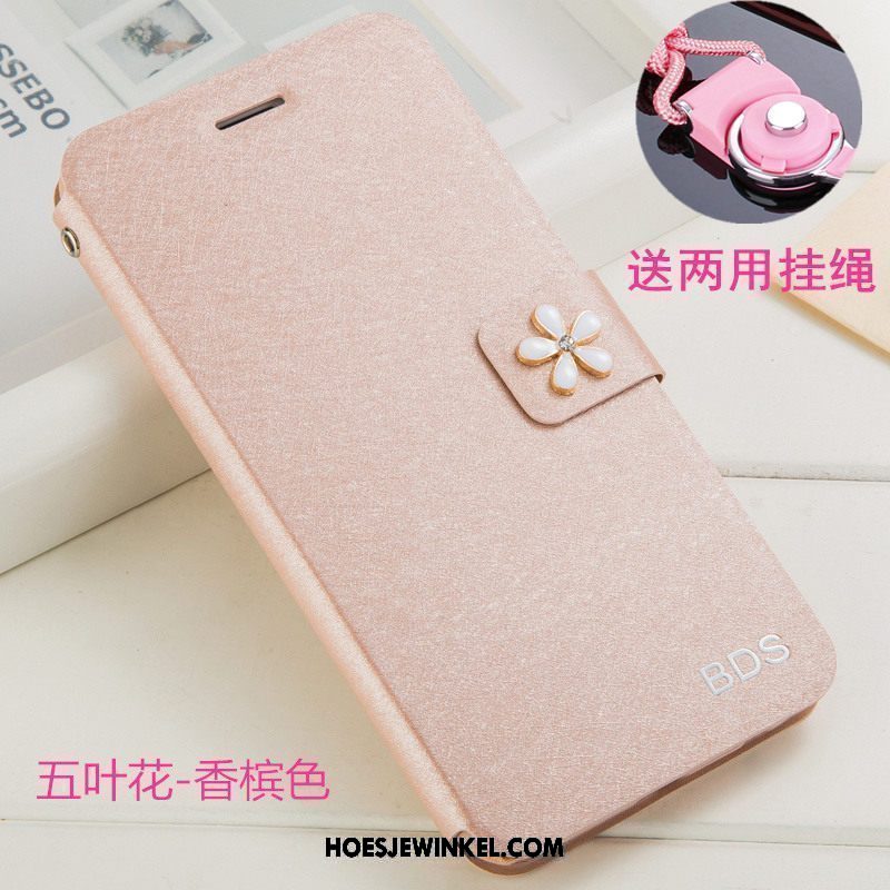 Xiaomi Redmi 6 Hoesje Mini Rood Leren Etui, Xiaomi Redmi 6 Hoesje Anti-fall Bescherming Beige