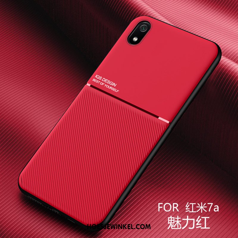 Xiaomi Redmi 7a Hoesje Nieuw Hard Skärmskydd, Xiaomi Redmi 7a Hoesje Rood Dun Beige