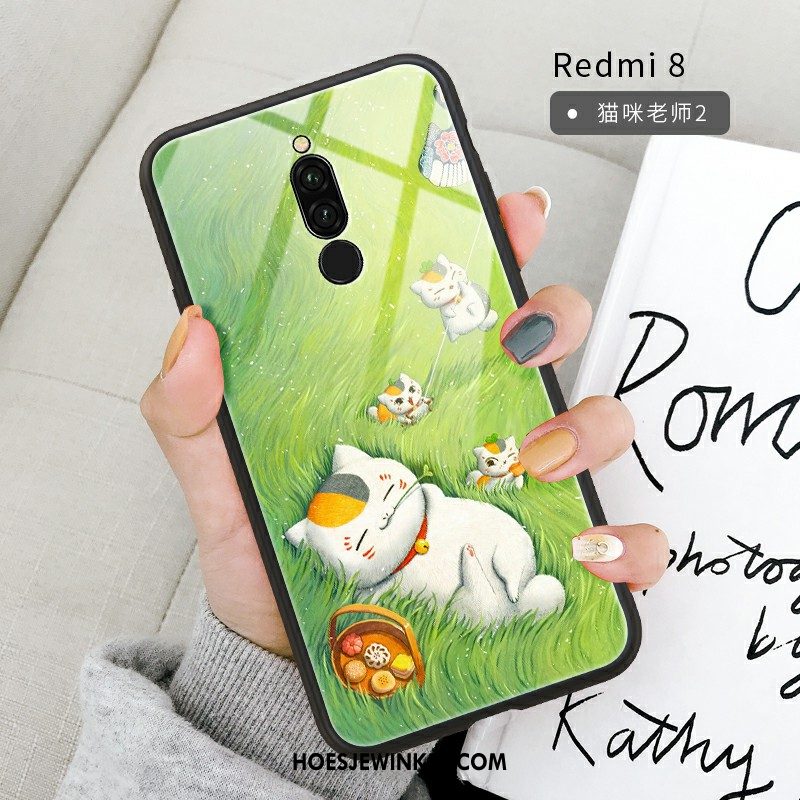 Xiaomi Redmi 8 Hoesje Hanger Glas Hoes, Xiaomi Redmi 8 Hoesje Bescherming Mobiele Telefoon Beige