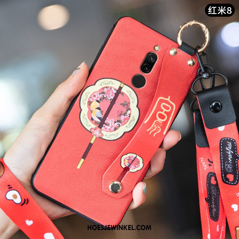 Xiaomi Redmi 8 Hoesje Schrobben Anti-fall Rood, Xiaomi Redmi 8 Hoesje Trend Chinese Stijl Beige