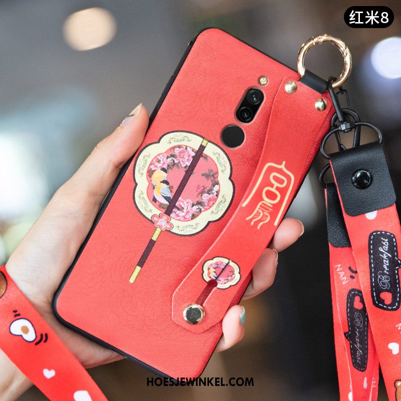 Xiaomi Redmi 8 Hoesje Schrobben Anti-fall Rood, Xiaomi Redmi 8 Hoesje Trend Chinese Stijl Beige