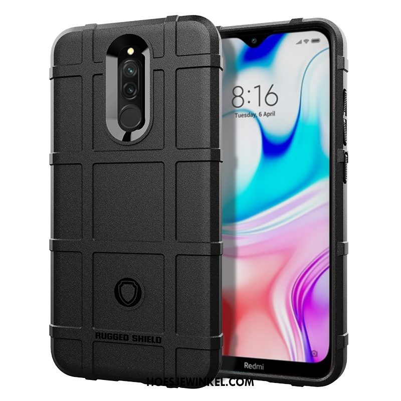 Xiaomi Redmi 8 Hoesje Schrobben Zwart All Inclusive, Xiaomi Redmi 8 Hoesje Siliconen Hoes Beige