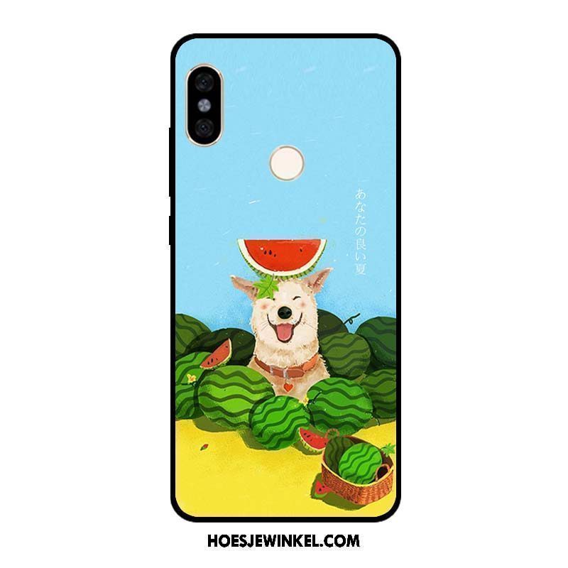 Xiaomi Redmi Note 5 Hoesje Spotprent Zacht Mini, Xiaomi Redmi Note 5 Hoesje Kat Blauw Beige