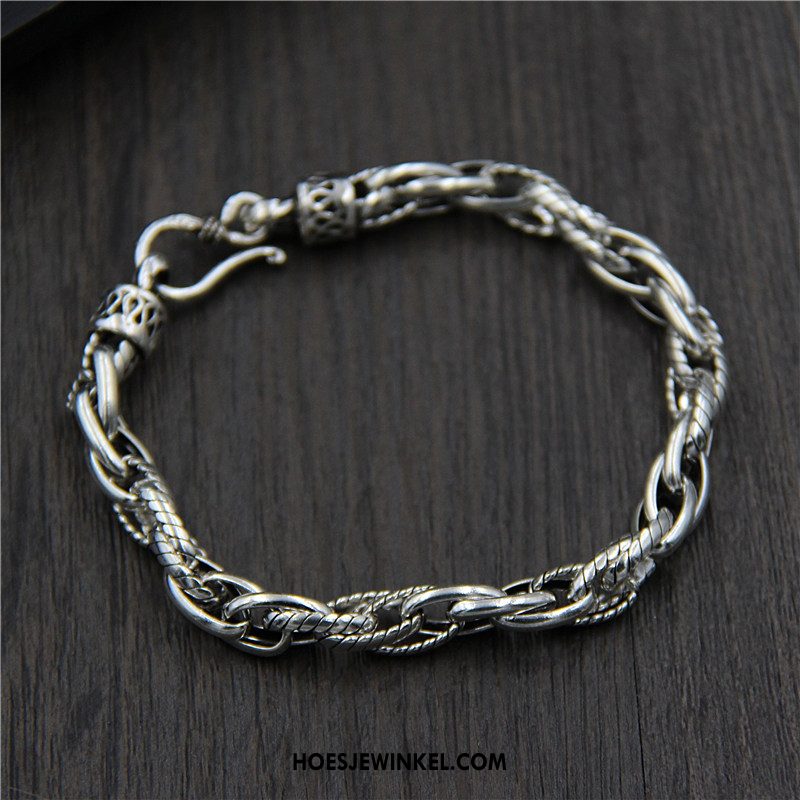 Zilveren Sieraden Heren Armbanden Bloemen Mannen, Zilveren Sieraden Zuiver Accessoires Silber