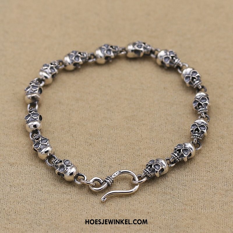 Zilveren Sieraden Heren Mannen Vrouwen Armbanden, Zilveren Sieraden Schedel Zuiver Silber