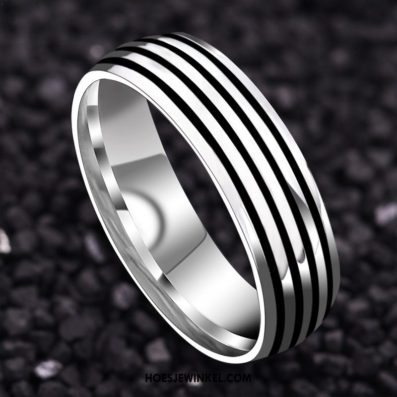 Zilveren Sieraden Heren Persoonlijkheid Mannen Vrouwen, Zilveren Sieraden Mode Trend Weiß Schwarz Silber