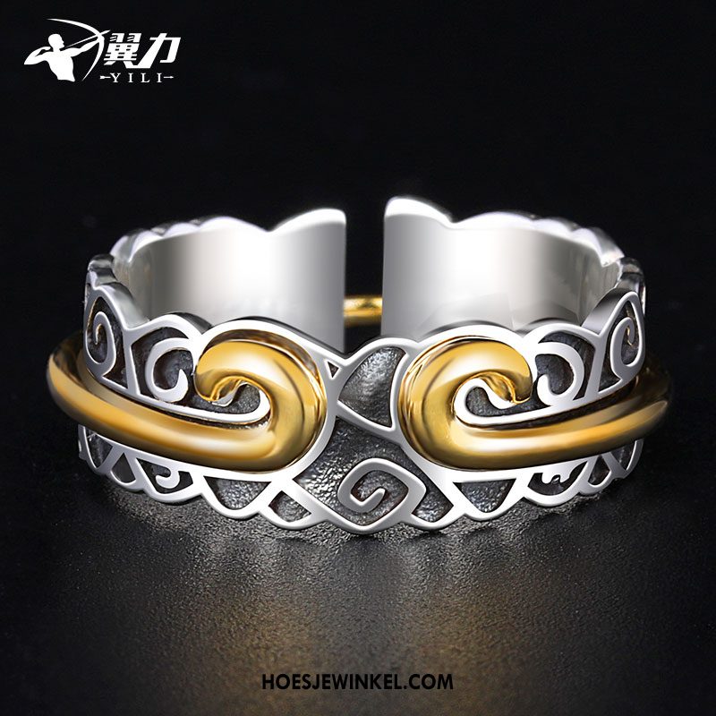 Zilveren Sieraden Heren Persoonlijkheid Zuiver Trend, Zilveren Sieraden Lovers Mannen Gelb Gold Silber