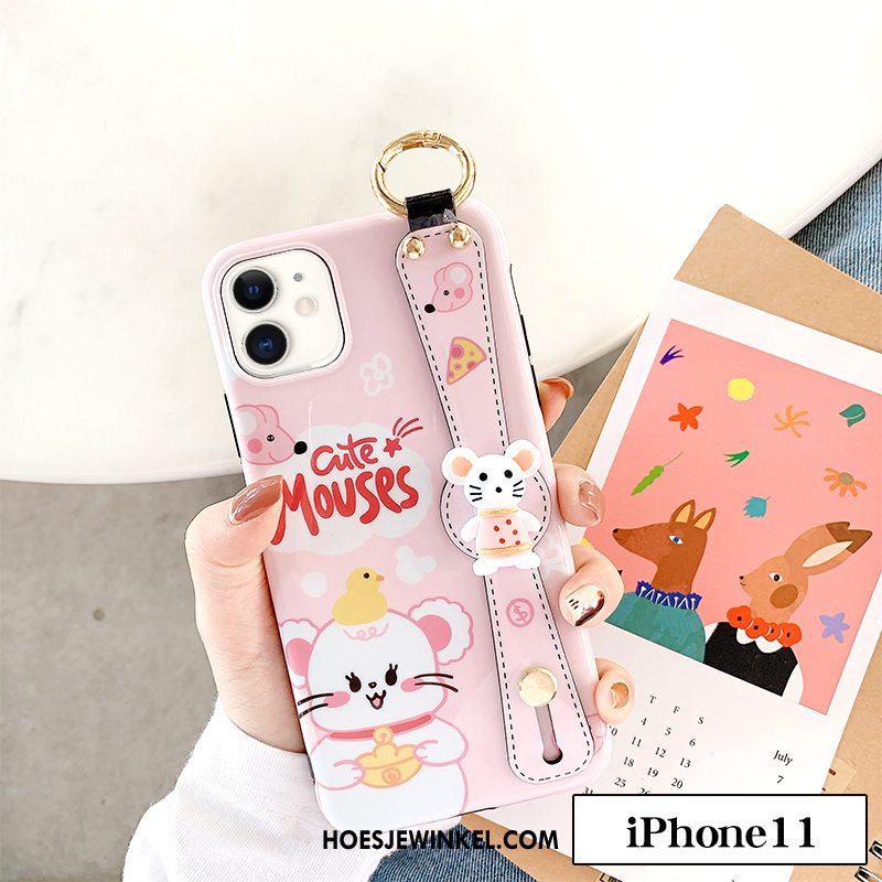 iPhone 11 Hoesje All Inclusive Anti-fall Roze, iPhone 11 Hoesje Scheppend Rat