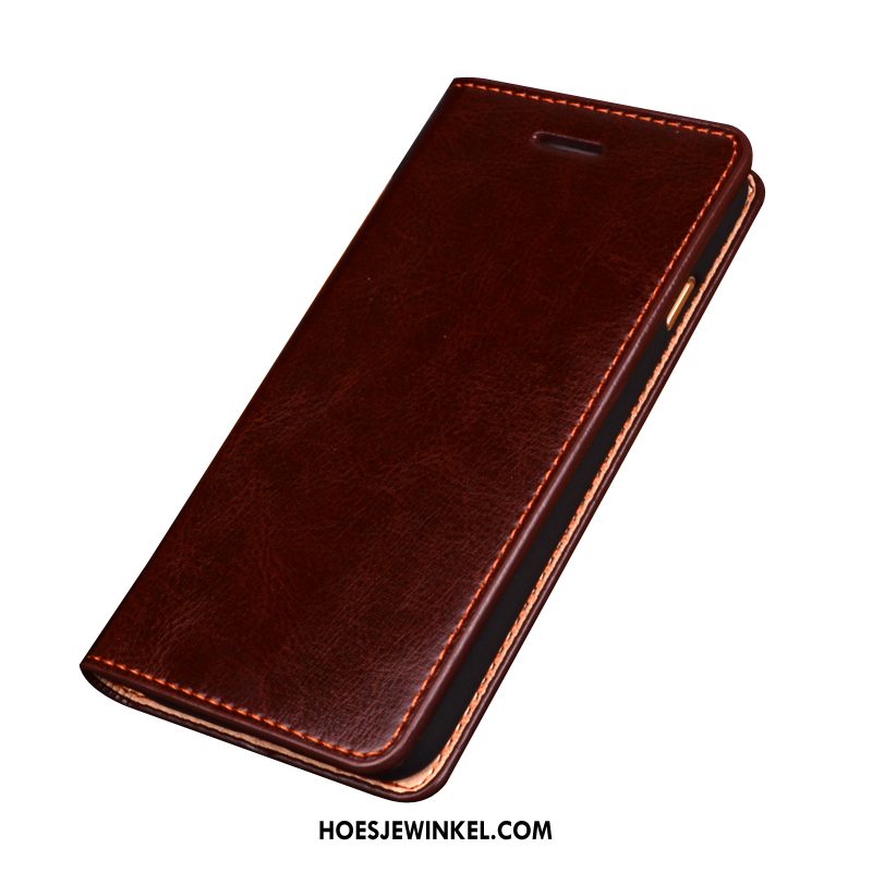 iPhone 11 Hoesje Folio Bescherming Echt Leer, iPhone 11 Hoesje Anti-fall Hoes Braun