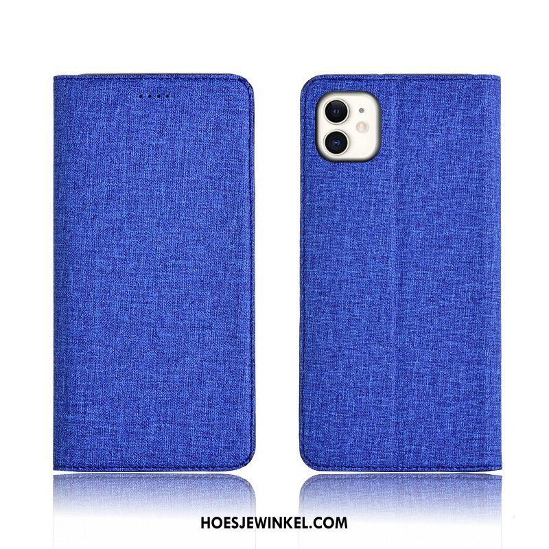 iPhone 11 Hoesje Leren Etui Blauw Siliconen, iPhone 11 Hoesje Bescherming Clamshell