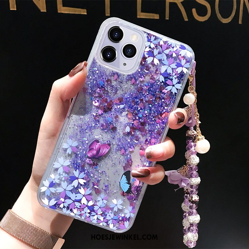 iPhone 11 Pro Hoesje Purper Anti-fall Drijfzand, iPhone 11 Pro Hoesje Roze Mobiele Telefoon