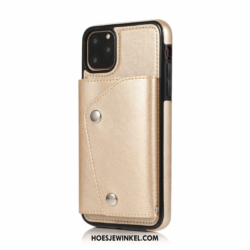 iPhone 11 Pro Max Hoesje Persoonlijk Trendy Merk Leren Etui, iPhone 11 Pro Max Hoesje Goud Kaart Tas