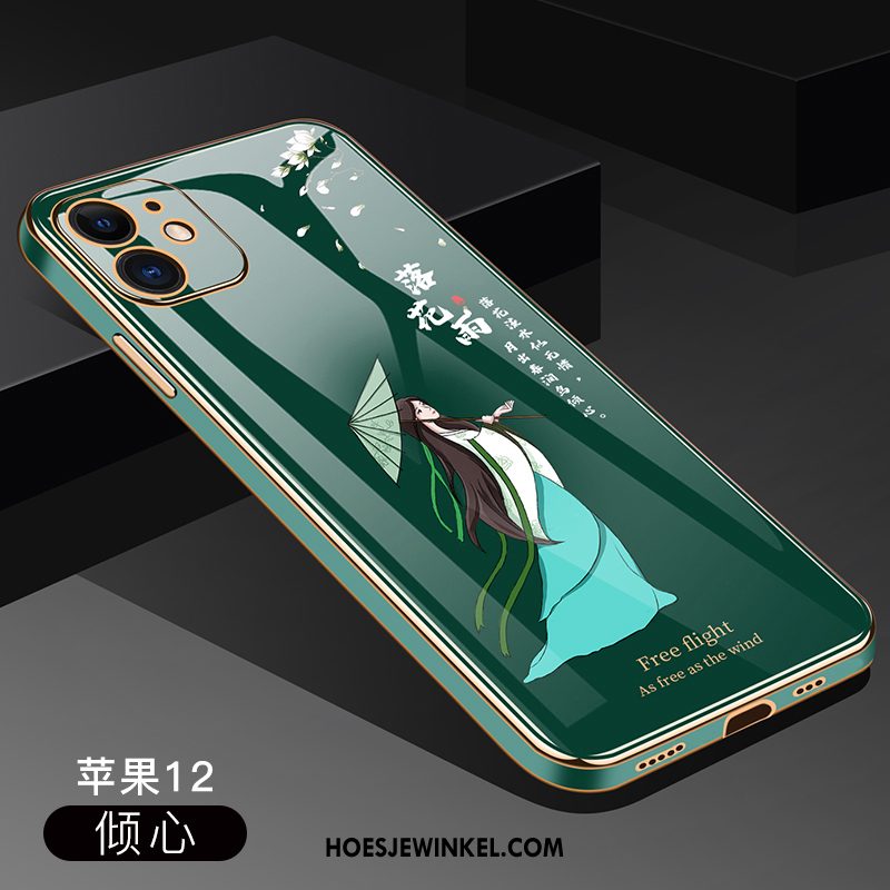 iPhone 12 Hoesje Dun Siliconen Anti-fall, iPhone 12 Hoesje Groen All Inclusive