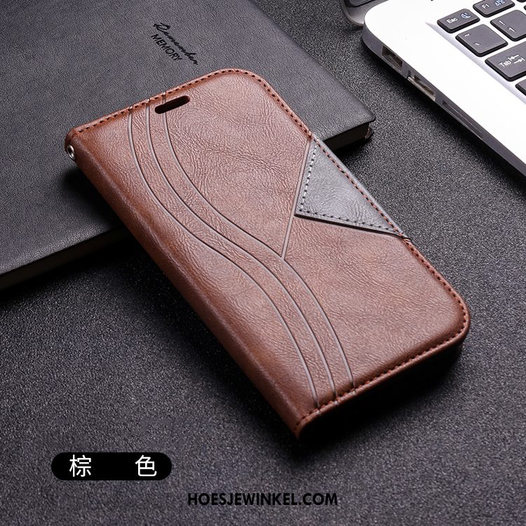 iPhone 12 Hoesje Leren Etui Trendy Merk Folio, iPhone 12 Hoesje Anti-fall Scheppend Braun