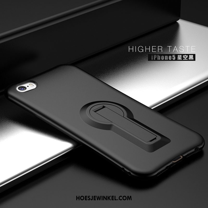 iPhone 5 / 5s Hoesje Tempereren Hoes Ondersteuning, iPhone 5 / 5s Hoesje Zwart Skärmskydd