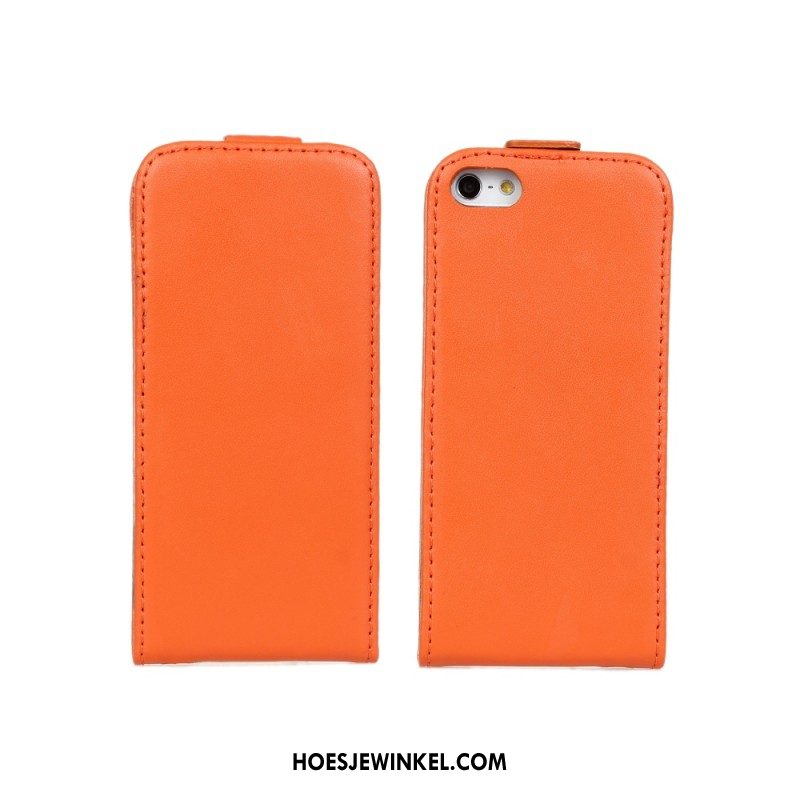 iPhone 5c Hoesje Hoes Rood Bescherming, iPhone 5c Hoesje Leren Etui Mobiele Telefoon Orange