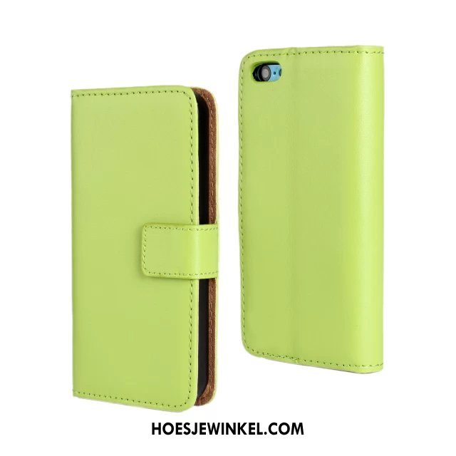 iPhone 5c Hoesje Leren Etui Groen Echt Leer, iPhone 5c Hoesje Licht Mobiele Telefoon