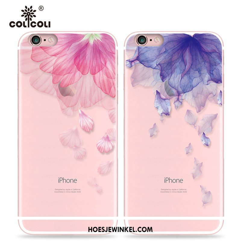 iPhone 6 / 6s Hoesje Siliconen Bloemblaadjes Mobiele Telefoon, iPhone 6 / 6s Hoesje Roze Purper