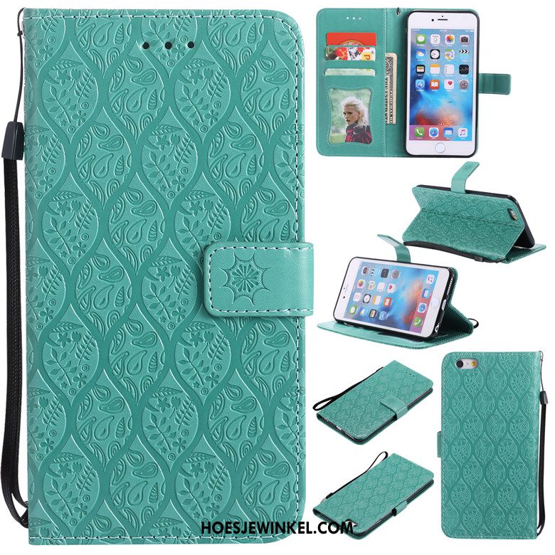 iPhone 6 / 6s Plus Hoesje Leren Etui Groen Clamshell, iPhone 6 / 6s Plus Hoesje Mobiele Telefoon Hoes