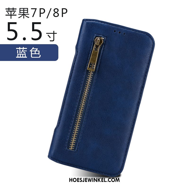 iPhone 7 Plus Hoesje All Inclusive Anti-fall Leren Etui, iPhone 7 Plus Hoesje Folio Blauw