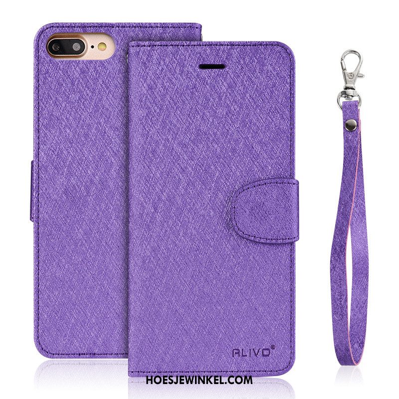 iPhone 7 Plus Hoesje Anti-fall Leren Etui Clamshell, iPhone 7 Plus Hoesje Zacht Purper