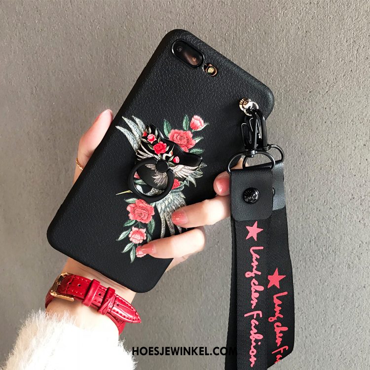 iPhone 7 Plus Hoesje Hanger Siliconen Bloemen, iPhone 7 Plus Hoesje Ondersteuning Trendy Merk