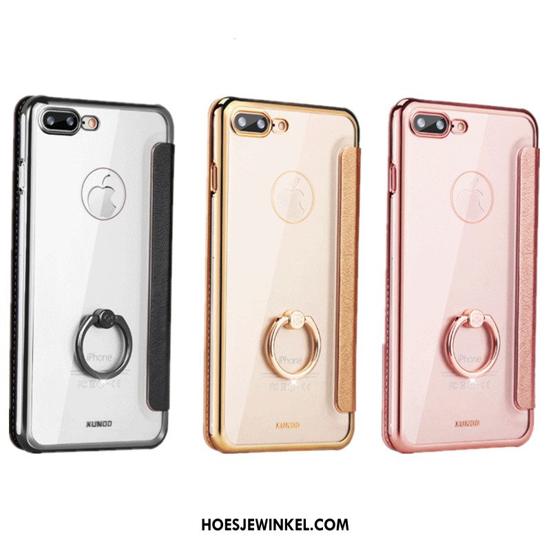 iPhone 7 Plus Hoesje Leren Etui Clamshell Echt Leer, iPhone 7 Plus Hoesje Bescherming Kaart