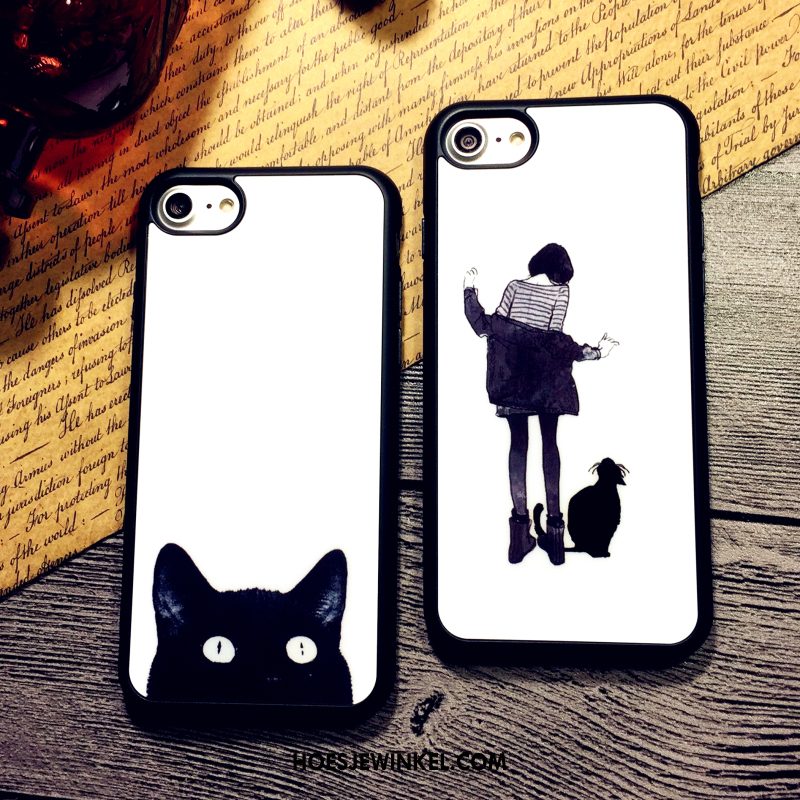 iPhone 8 Hoesje Scheppend Hanger Wit, iPhone 8 Hoesje Kat All Inclusive