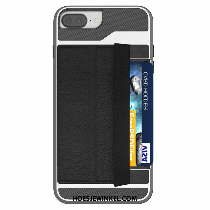 iPhone 8 Plus Hoesje Folio Kaart Tas Grijs, iPhone 8 Plus Hoesje Mobiele Telefoon Leren Etui