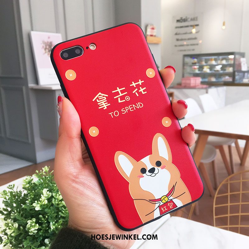 iPhone 8 Plus Hoesje Nieuw Anti-fall Siliconen, iPhone 8 Plus Hoesje Hoes Rood