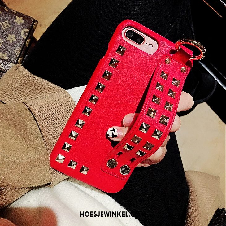 iPhone 8 Plus Hoesje Trendy Merk Rood Mobiele Telefoon, iPhone 8 Plus Hoesje Persoonlijk Leren Etui