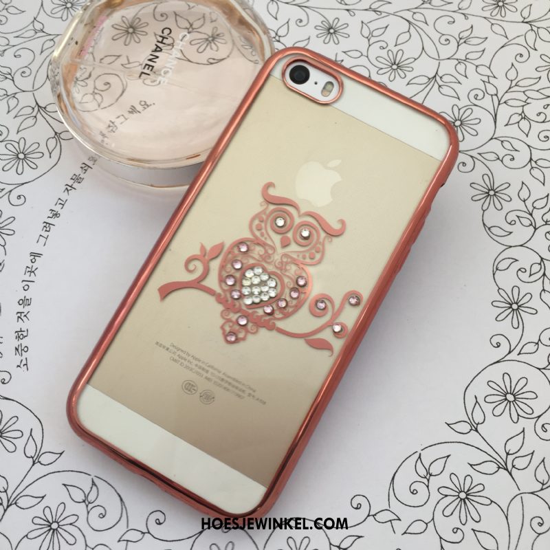 iPhone Se Hoesje Bescherming Elegante Hoes, iPhone Se Hoesje Pauwen Met Strass