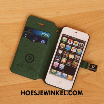 iPhone Se Hoesje Groen Leren Etui Folio, iPhone Se Hoesje Trend Hoes