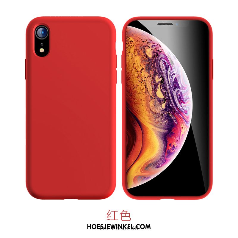 iPhone Xr Hoesje Anti-fall Eenvoudige Rood, iPhone Xr Hoesje All Inclusive Bescherming