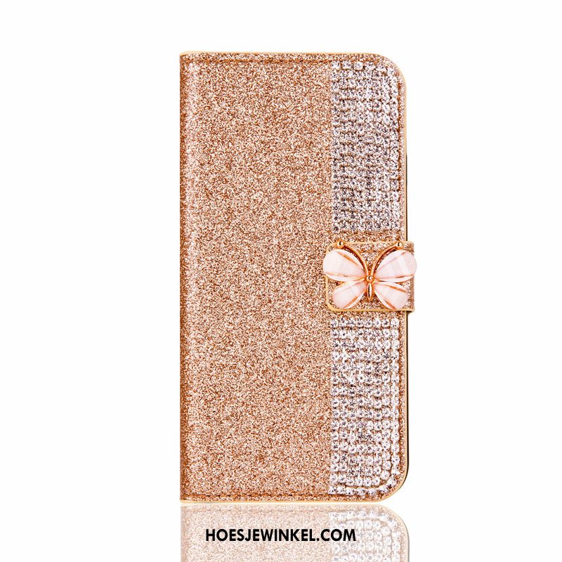 iPhone Xr Hoesje Kaart Tas Clamshell Mobiele Telefoon, iPhone Xr Hoesje Leren Etui Met Strass