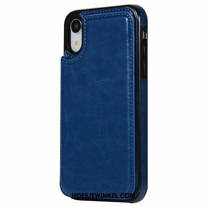 iPhone Xr Hoesje Portemonnee Blauw Mobiele Telefoon, iPhone Xr Hoesje Kaart Kaart Tas