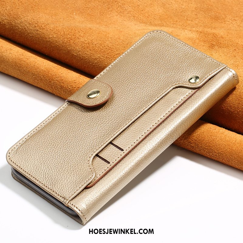 iPhone Xs Hoesje Anti-fall Leren Etui Goud, iPhone Xs Hoesje Kaart All Inclusive