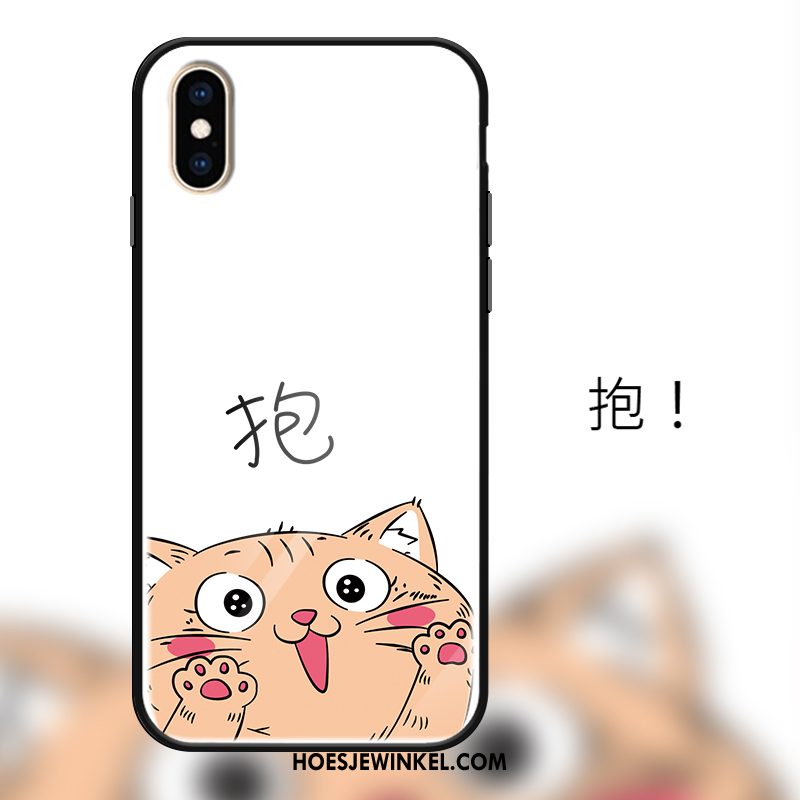 iPhone Xs Hoesje Mooie Spiegel Gehard Glas, iPhone Xs Hoesje Lovers Wit