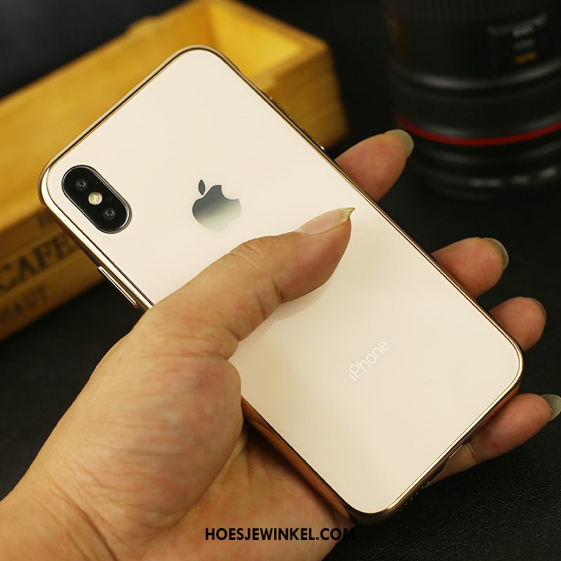 iPhone Xs Max Hoesje Anti-fall Plating Mobiele Telefoon, iPhone Xs Max Hoesje Glas Zwart