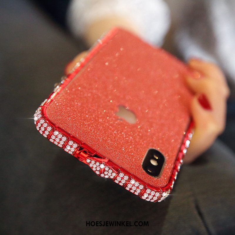 iPhone Xs Max Hoesje Met Strass Metaal Anti-fall, iPhone Xs Max Hoesje Mobiele Telefoon Hoes