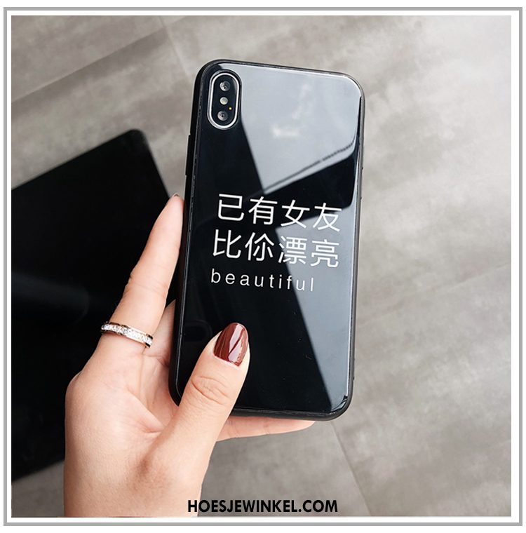 iPhone Xs Max Hoesje Mooi Lovers Mobiele Telefoon, iPhone Xs Max Hoesje Zwart Glas