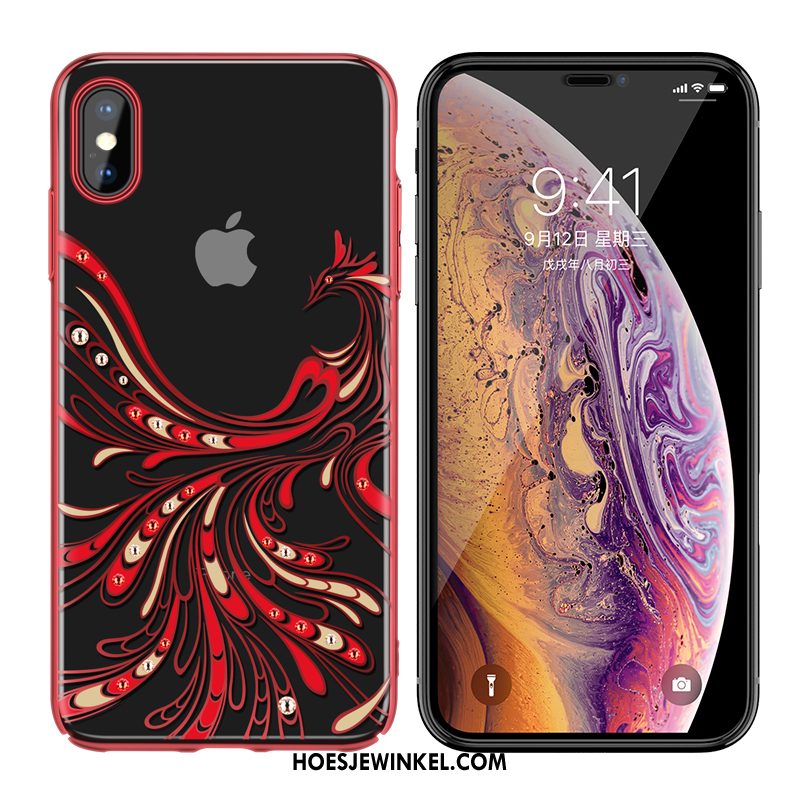 iPhone Xs Max Hoesje Persoonlijk Plating Rood, iPhone Xs Max Hoesje Hoes Goud